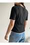 Black Double Collar Basic T-Shirt - 3