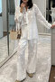Flower Embroidered Shirt and Pants Set M38264 - 2