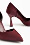 Plus Size Women's Stiletto Heel U Stiletto Burgundy Shiny Satin Side Open - 2