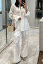Flower Embroidered Shirt and Pants Set M38264 - 3