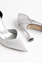 Plus Size Women's Stiletto Heel U Stiletto Silver Gray Shiny Satin Side Open - 2