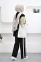 Oversized Pair Garni Detailed Striped Modal Hijab Women's Suit 3186 - Special Series - 4