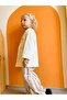 Boy's Ecru Long Sleeve T-Shirt Beige Striped Pants 2-Piece Set - 2
