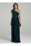 Rochie lunga Amber verde din catifea
