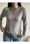Gray Tulle Detail Sheer blouse