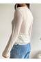 Ecru Tulle Detail Sheer Blouse - 2