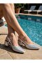 Kisa 3 cm Heels, Stone Embroidered Front, Closed Back, Open Back, Ba Ballet Flats Bi̇ye Shoes