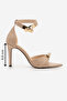 Women's Pointed Toe Ankle Lock Closure Buckle Strap Classic Heeled Sandals Sophira Beige - 3