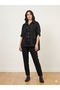 Women's Italian Black Chrysanthemum Pattern D Lace Detailed 100% P Cotton Shirt