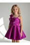 Girl's Shiny Fabric Bow Detailed Short Design Evening Dress - 2