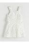 Ecru Square Collar Polka Dot Girl's Dress - 4
