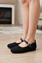 Tweed Fabric E Plaid Buckle Women's B Ballet Flats Shoes Ev B Ballet Flats Eko03 - 3