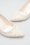 Women's Pointed Toe Orthopedic Pearl Elegant Champagne Heel Closed Wedding Dress Wedding Shoes 8cm - 3