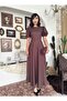 Brown Polka Dot Balloon Sleeve Vintage Long Dress - 4