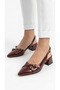Patent leather open back pointed toe short heel daily flat women's heeled shoes
