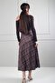 Women's Elastic Waist Plaid Viscose Satin Stretch Fabric Long Skirt - 4