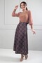 Women's Elastic Waist Checked Viscose Satin Lycra Piece Long Skirt - 2
