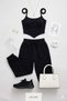 Essential basic Strap crop - Top cu sutien integrat - NEGRU - M - 4