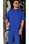Men's Oversized Basic T-Shirt Pants Set Comfortable Fit Daily Combination - 2