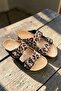 Leopard Patterned Anatomical Natural Cork Sole Genuine Suede Leather Arch Support Slippers - 3
