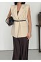 Gold Toka Belt Li Padded Shoulders Elegant Oversized Vest -Cream - 5