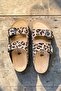 Leopard Patterned Anatomical Natural Cork Sole Genuine Suede Leather Arch Support Slippers - 6