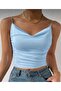 Baby Blue Double Layer Blouse Stretchy Cropped Blouse 8002 - 3