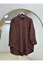 Deva Tek Pocketed Oversized Cupra Shirt-Çi̇334.13 Brown - 2