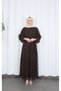 Flok Printed Lined Belted Tulle Dress Brown Hnt8565