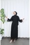 Flok Printed Lined Belted Tulle Dress Black Hnt8565 - 5