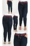 Plus Size Full Lycra Lace-Up Ribbed Ce Pocketed Rend Tight-Leg Seasonal Standard Stylish Denim Pants