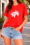 Women's Printed Detail Oversize Bol Cut T-Shirt with Cycling Neck