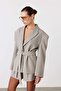 Lumen Padded Shoulders Plaid Jacket Brown - 4