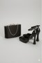 Women's High Heeled Platform Ankle-Tie Stylish Bridal and Evening Shoes and Bag Set