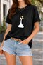 Women's Printed Detail Oversize Bol Cut T-Shirt with Cycling Neck