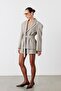 Lumen Padded Shoulders Plaid Jacket Brown - 3