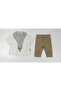 Muslin Pacifier Holder Detailed 3-Piece Baby Boy Set - 2