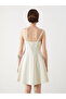 Two Mt Shop Quality Square Neck Strap Waist-Sitting Mini Dress - 4