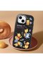 iPhone 15 Compatible Shock-Absorbing Camera Protected Black Silicone Case Cartoon Patterned - 3
