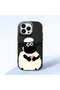 iPhone 12 Pro Max Compatible Black Silicone Case with Shock-Absorbing Camera Protections Kuzu Patterned