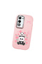 Oppo A5 4G/5G Compatible Shock-Absorbing Camera Protected Pink Silicone Case Panda Patterned - 3
