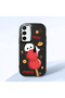 Samsung Galaxy S23 Fe Compatible Black Silicone Case with Shock-Absorbing Camera Protections Panda Patterned