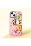 iPhone 15 Compatible Shock-Absorbing Camera Protected Pink Silicone Case Cartoon Patterned