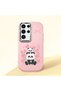 Samsung Galaxy S23 Ultra Compatible Shock-Absorbing Camera Protected Pink Silicone Case Panda Patterned