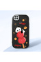 Poco C31 Compatible Shock-Absorbing Camera Protected Black Silicone Case Panda Patterned