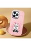 Realme Note 50 Compatible Shock-Absorbing Camera Protected Pink Silicone Case Panda Patterned - 2
