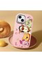 iPhone 15 Compatible Shock-Absorbing Camera Protected Pink Silicone Case Cartoon Patterned - 3