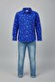 Boys Royal Blue Printed Long Sleeve Shirt White Leaf & Lightning Bolt Print Ages 1–12 Years .MH. - 4