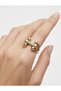 Zircon Stone Bead Model Gold Color Adjustable Steel Ring - Does Not Tarnish - 2