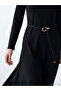 Lcw Vision Black Beli A-Line Dress with Belt Sleeves - 3